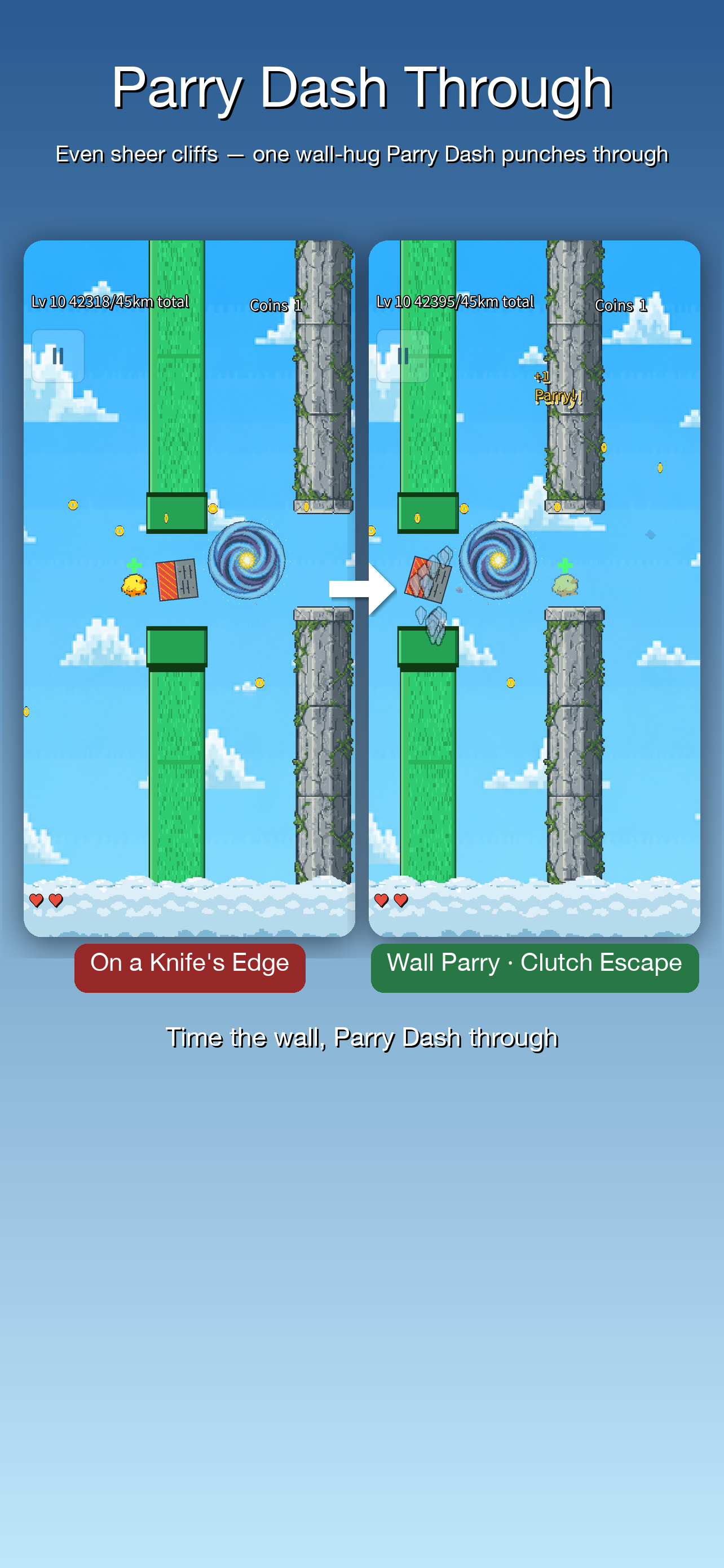 Parry Dash through an obstacle